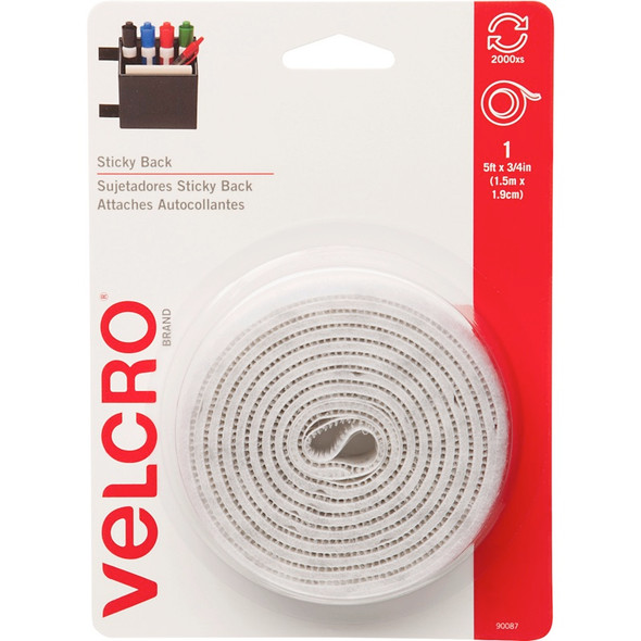 VELCRO BRAND - STICKY BACK Tape 3/4"X5'-White (90087) 075967900878