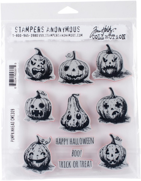 STAMPERS ANONYMOUS - Tim Holtz Cling Stamps 7"X8.5"-Pumkinhead (CMS-309) 653341453815