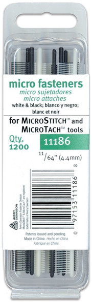 AVERY FASTENERS - Micro Stitch Fastener Refills 4.4mm-White & Black 1,200/Pkg (111860) 097153111868