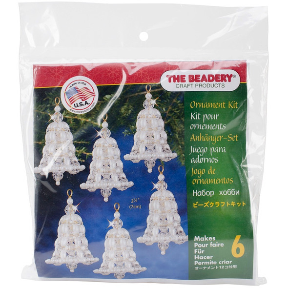 BEADERY - Holiday Beaded Ornament Kit-Crystal & Pearl Bells 2.75" Makes 6 (BOK-7283) 045155886871