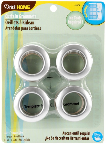 DRITZ - Curtain Grommets 1" Inner Diameter Plastic 8/Pkg-Brushed Silver (4437-3) 072879443738