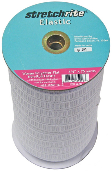 SINGER - Stretchrite Non-Roll Flat Elastic 3/4"X75yd-White (1NSS1102-W) 071081850983