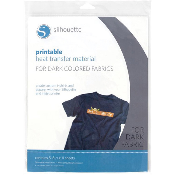 SILHOUETTE OF AMERICA - Silhouette Printable Heat Transfer Material 8.5"X11" 5/Pkg-For Dark Fabrics (PRINTDK) 814792011027