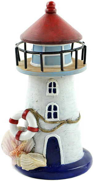 MIDWEST DESIGN - Fairy Garden Nautical Lighthouse With Seashells-6" tall (55871) 684653558714