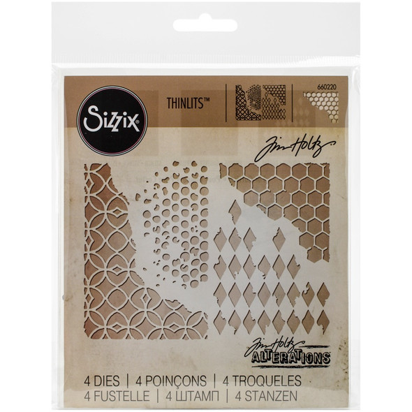 SIZZIX - Thinlits Dies By Tim Holtz 4/Pkg- Mixed Media (660220) 841182094001