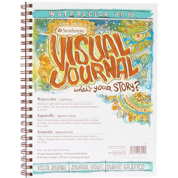 STRATHMORE - Visual Journal Watercolor 9"X12"-34 Sheets (460490) 012017460494