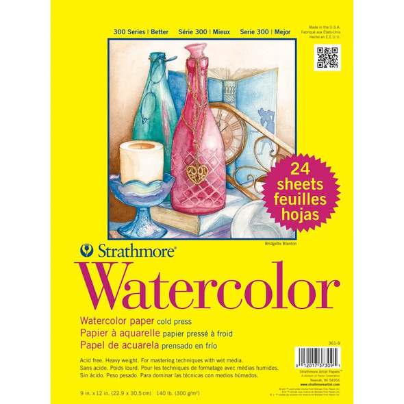 STRATHMORE - Watercolor Paper Pad 9"X12"-24 Sheets (361900) 012017373091