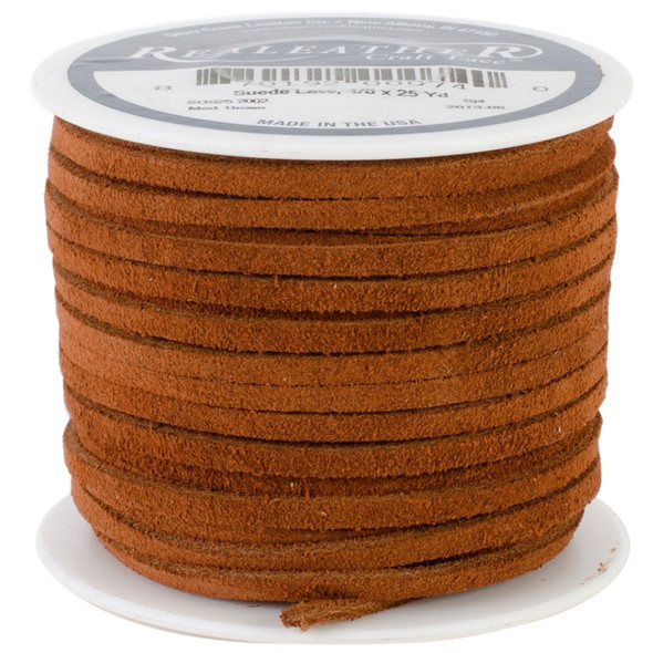 REALEATHER CRAFTS - Suede Lace .125"X25yd Spool-Medium Brown (SOS25-2002) 870192000740