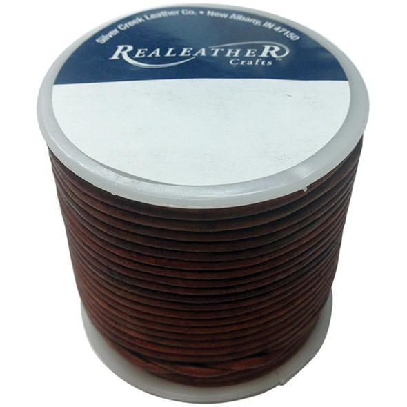 REALEATHER CRAFTS - Round Leather Lace 2mmx25yd Spool-Cedar (RL2520-0409) 870192009040