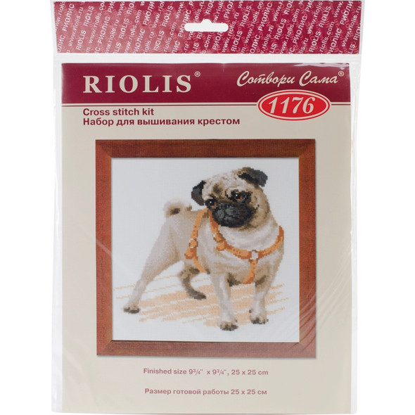 RIOLIS - Pug Dog Counted Cross Stitch Kit-9.75"X9.75" 14 Count (R1176) 4607154524503