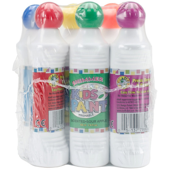 CRAFTY DAB - Kid's Scented Shimmer Paint Markers 1.4oz 6/Pkg-Assorted Scents & Colors (78721) 014137787215