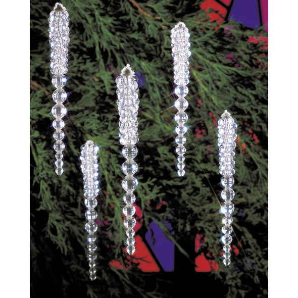 BEADERY - Holiday Beaded Ornament Kit-Sparkling Icicles 3.75" Makes 30 (BOK-5489) 045155887403
