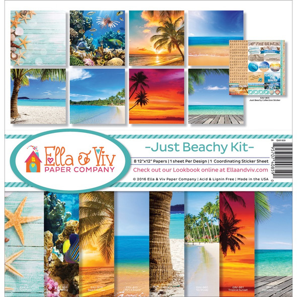 Ella & Viv - Collection Kit 12"X12"-Just Beachy Scrapbooking Paper (EAV859) 895707408590