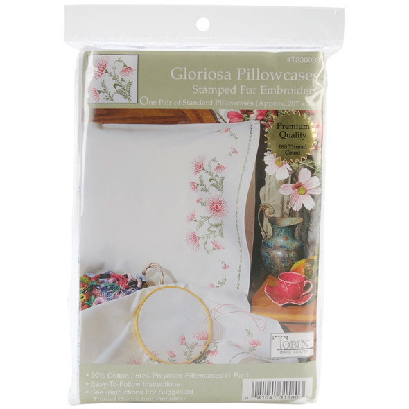 TOBIN - Stamped Pillowcase Pair For Embroidery 20"X30"-Gloriosa (23093) 081041315803