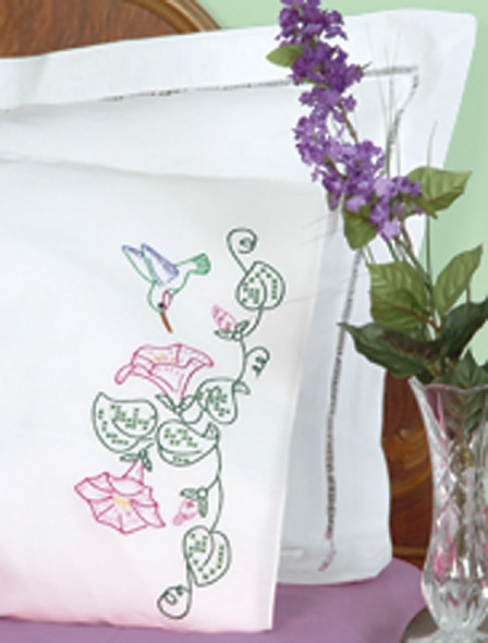 JACK DEMPSEY - Stamped Pillowcases With White Perle Edge 2/Pkg-hummingbird (1600 293) 013155852936