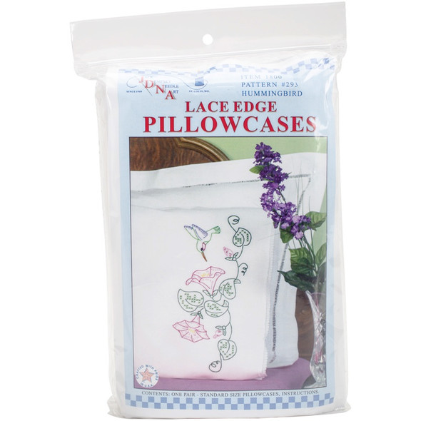 JACK DEMPSEY - Stamped Pillowcases With White Lace Edge 2/Pkg-hummingbird (1800 293) 013155872934