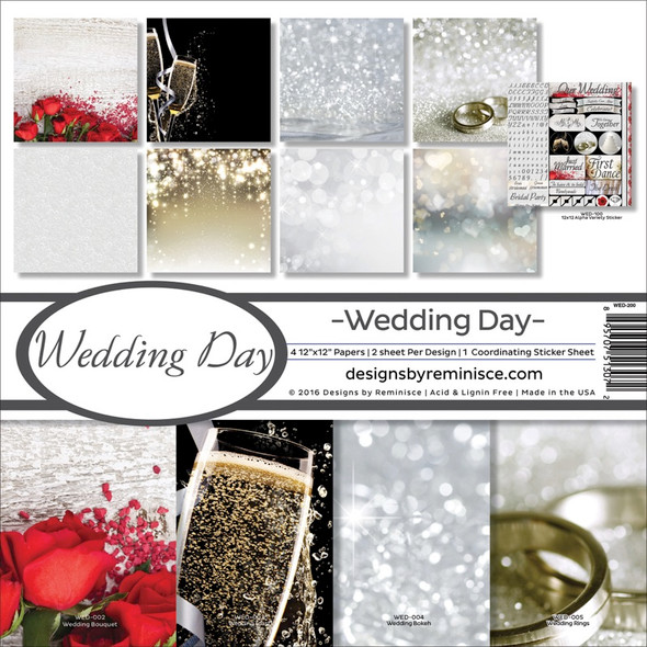 REMINISCE - Collection Kit 12"X12"-Wedding Day Scrapbooking Paper (WED200) 895707513072