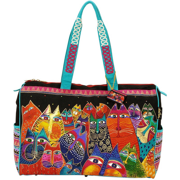 LAUREL BURCH - Travel Bag Zipper Top 21"X8"X16"-Fantasticats (LB5231) 651462110075