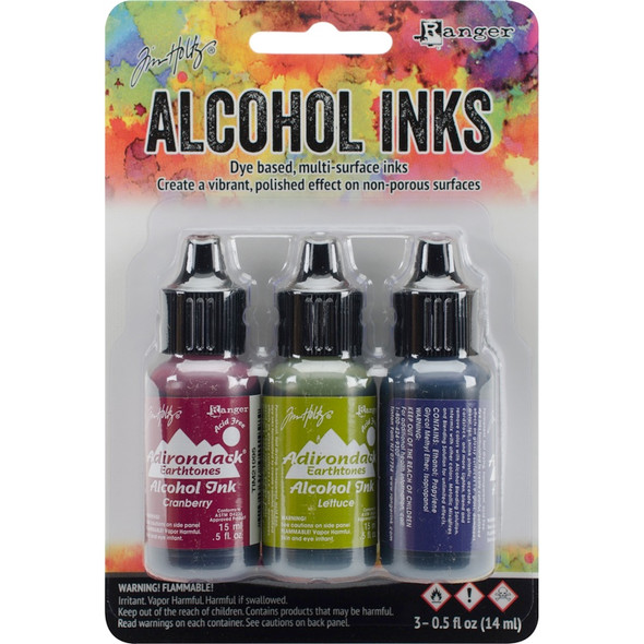 RANGER - Tim Holtz Alcohol Ink .5oz 3/Pkg-Farmers Market-Cranberry/Lettuce/Eggplnt (TAK-19763) 789541019763