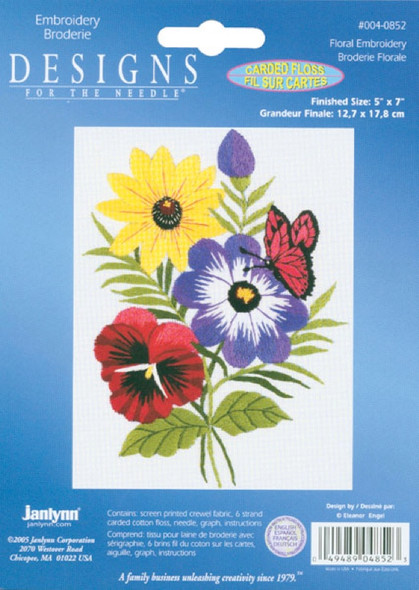 JANLYNN - Floral Embroidery Kit-5"X7" Stitched In Floss (4-0852) 049489048523