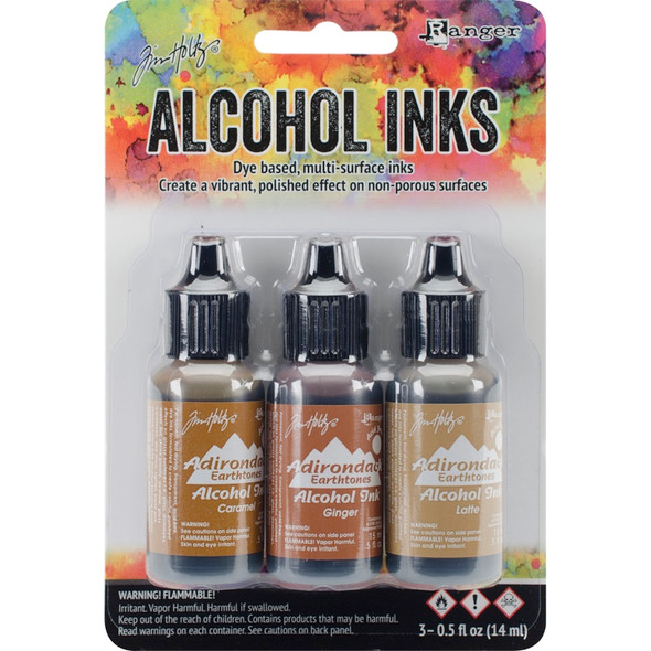 RANGER - Tim Holtz Alcohol Ink .5oz 3/Pkg-Cabin Cupboard-Caramel/Ginger/Latte (TAK-20691) 789541020691