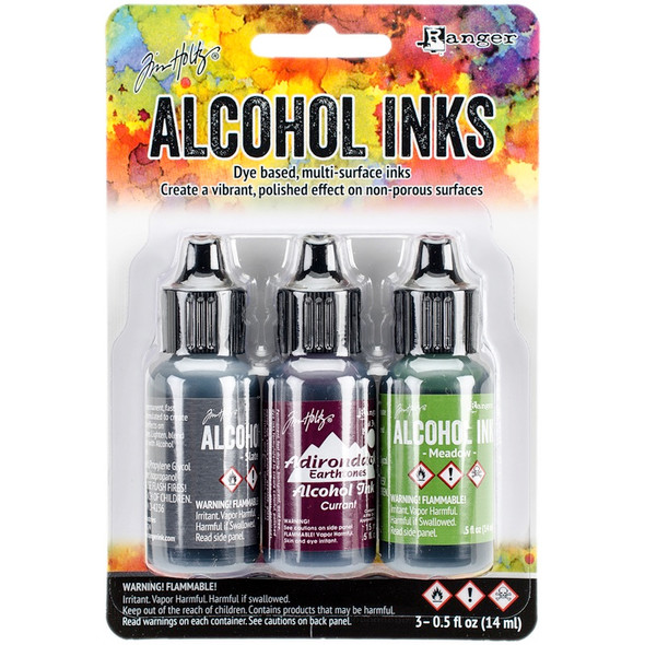 RANGER - Tim Holtz Alcohol Ink .5oz 3/Pkg-Cottage Path-Slate/Currant/Meadow (TAK-20714) 789541020714