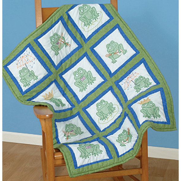 JACK DEMPSEY - Themed Stamped White Quilt Blocks 9"X9" 12/pkg-frogs (737 527) 013155525274