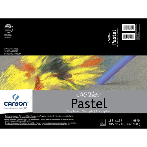 CANSON - Mi-Teintes Pastels Paper Pad 12"X16"-Gray Tones 24 Sheets (10900) 3148955725153