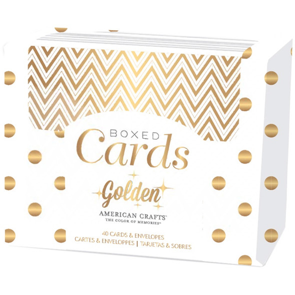 AMERICAN CRAFTS - A2 Cards With Envelopes (4.375"X5.75") 40/Box-Golden - Gold Foil (369622) 718813696227