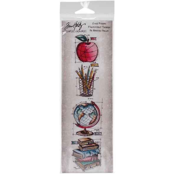 STAMPERS ANONYMOUS - Tim Holtz Mini Blueprints Strip Cling Stamps 3"X10"-Schoolhouse (MB-24) 019962209758