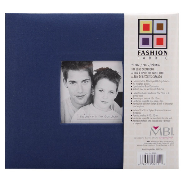 MBI - Fashion Fabric Post Bound Album With Window 8"X8"-Blue (8028-11) 046909028110