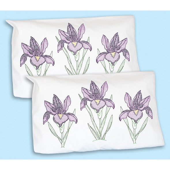 JACK DEMPSEY - Stamped Pillowcase Shams 2/Pkg-Iris (1685 274) 013155842746