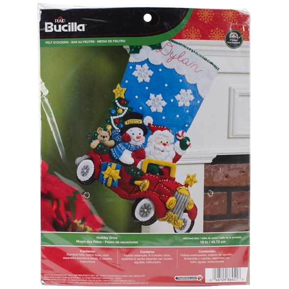 BUCILLA - Holiday Drive Stocking Felt Applique Kit-18" Long (86451) 046109864518