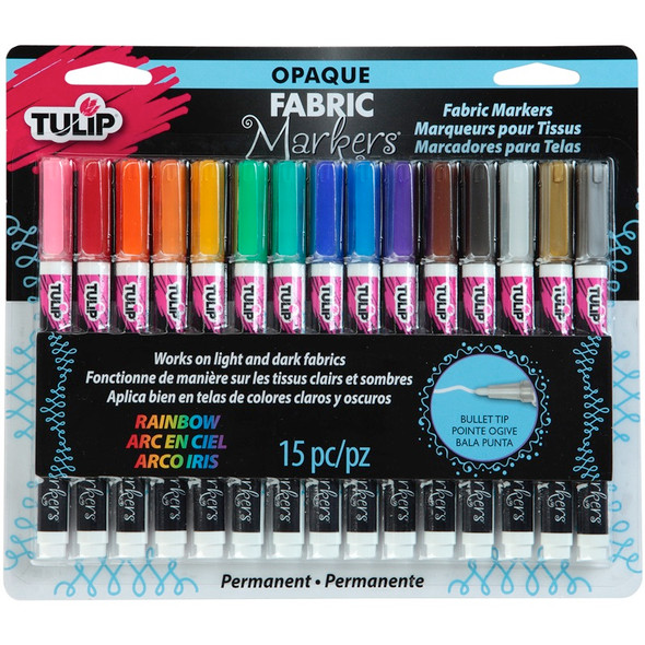 TULIP - Opaque Fabric Markers 15/Pkg-Assorted (OFM15) 017754337016
