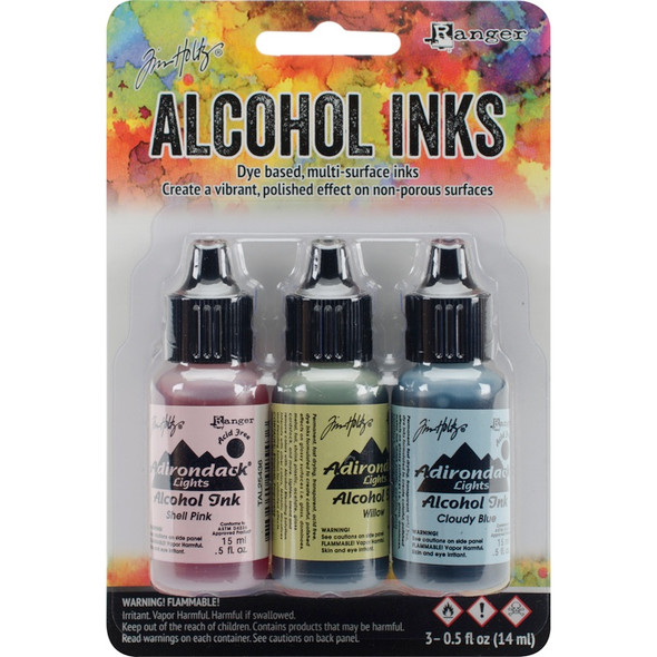RANGER - Tim Holtz Alcohol Ink .5oz 3/Pkg-Countryside-Shell Pnk/Willow/Cloudy Blue (TAK-25924) 789541025924