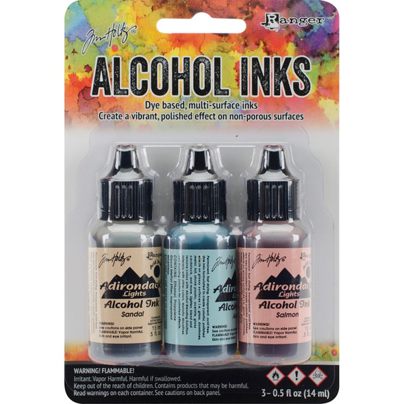RANGER - Tim Holtz Alcohol Ink .5oz 3/Pkg-Lakeshore-Sandal/Aqua/Salmon (TAK-25955) 789541025955