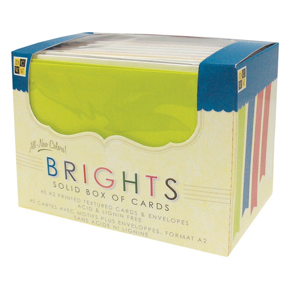 AMERICAN CRAFTS - DCWV Boxed A2 Cards With Envelopes (4.375"X5.75")-Bright Solids 40/Pkg (CM025-00019) 611356949327