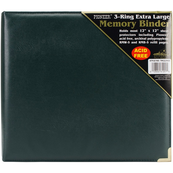 PIONEER - 3-Ring Sewn Cover Album 12"X12"-Hunter Green Oxford (PTM12-HGO) 023602612570