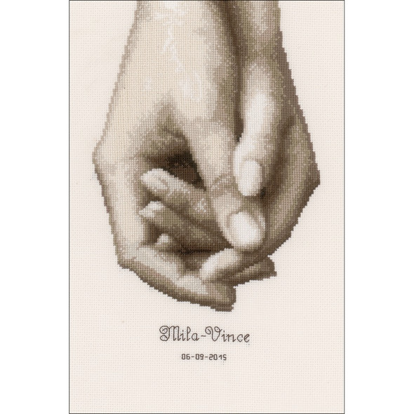 VERVACO - Hand In Hand On Aida Counted Cross Stitch Kit-6.8"X10" 18 Count (V0149249) 5413480425235