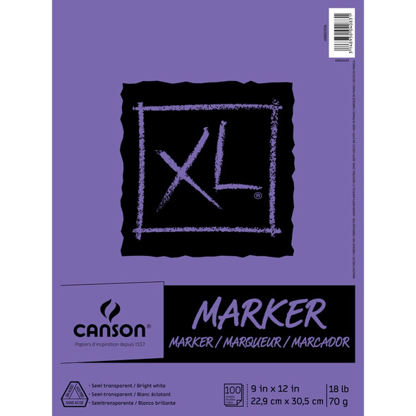 CANSON - XL Marker Paper Pad 9"X12"-100 Sheets (23336) 3148950040831