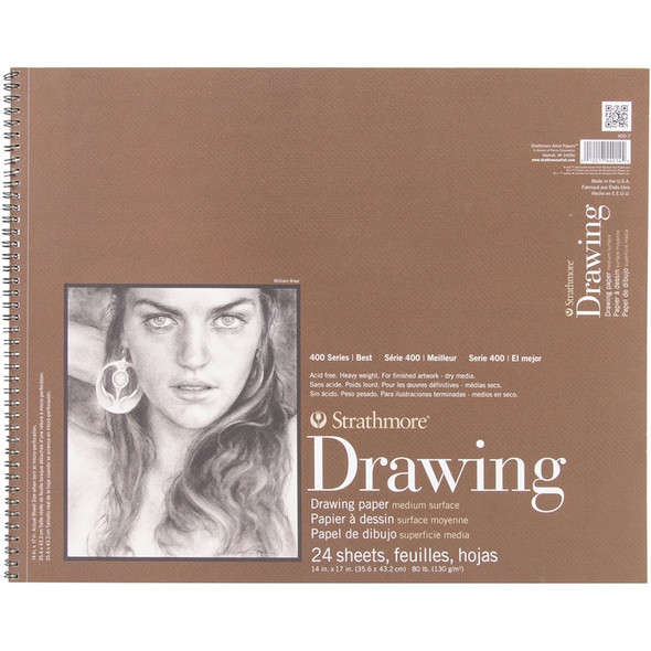 STRATHMORE - Medium Drawing Spiral Paper Pad 14"X17"-24 Sheets (400700) 012017440144