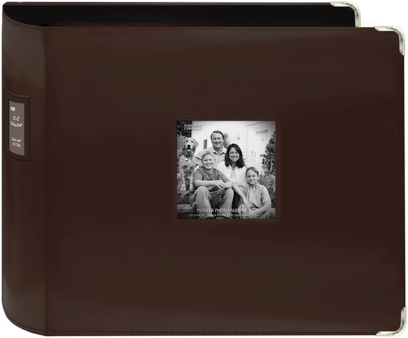 PIONEER - 3-Ring Sewn Leatherette Album 12"X12"-Brown (T12JF-BN) 023602637740