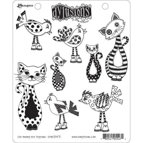 RANGER - Dyan Reaveley's Dylusions Cling Stamp Collections 8.5"X7"-Cat Among Pigeons (DYR-55471) 789541055471