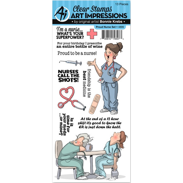 ART IMPRESSIONS - Work & Play Clear Stamp Set-Proud Nurse (4899) 750810793073