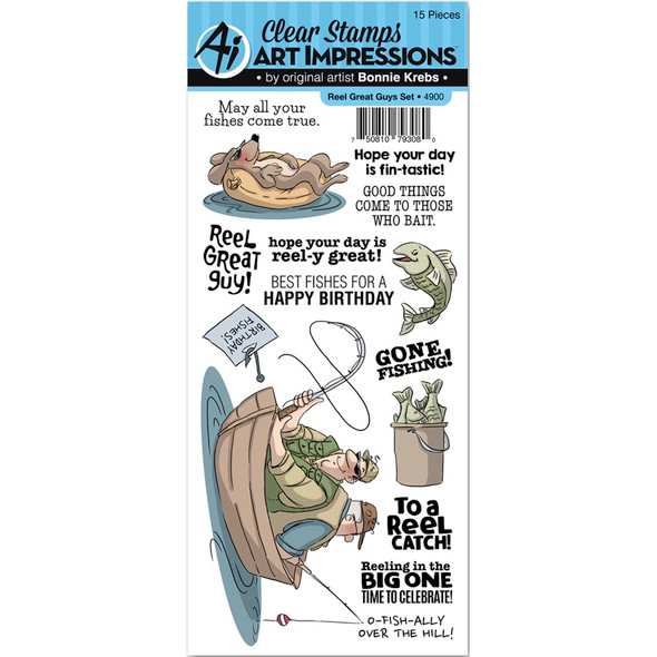 ART IMPRESSIONS - Work & Play Clear Stamp Set-Reel Great Guys (4900) 750810793080