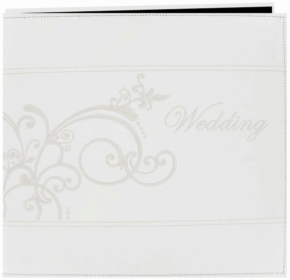 PIONEER - Embroidered Scroll Leatherette Post Bound Album 12"X-White (MB10EMPW) 023602638587