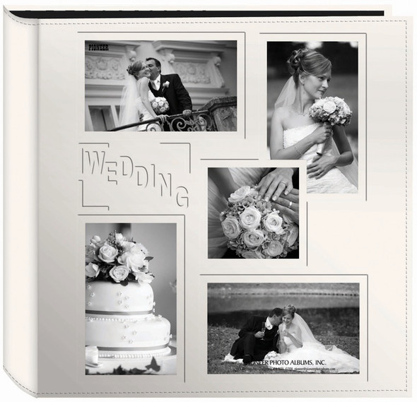 PIONEER - 5-Up Sewn Embossed Collage Frame Photo Album 12"X12"-Wedding (5COL240-OW) 023602638877