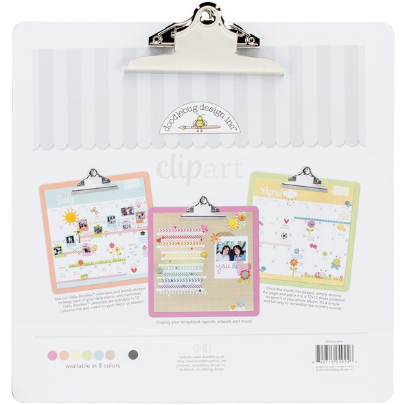 DOODLEBUG - Clipart Monochromatic Clipboard 13.5"X13.5"-Lily White (MONOCLP-4924) 842715049246