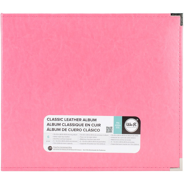 WE R MEMORY KEEPERS - We R Classic Leather D-Ring Album 12"X12"-Strawberry (WRRING12-60902) 633356609025