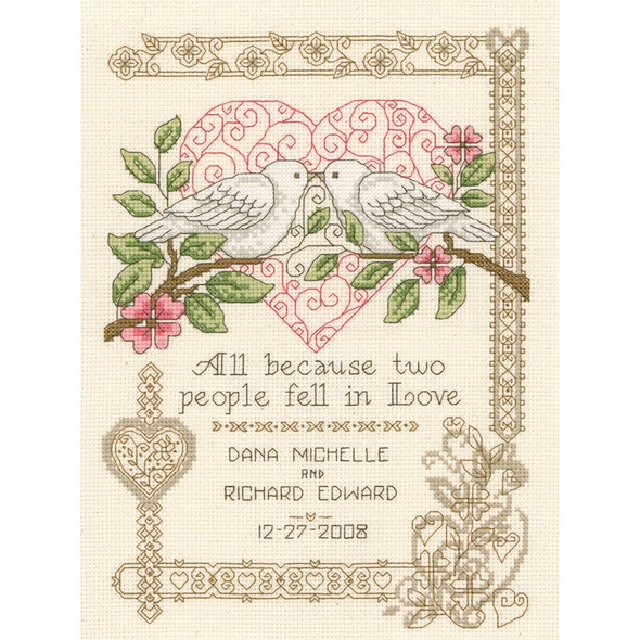 IMAGINATING - All Because Wedding Record Counted Cross Stitch kit-7.25"x10" 14 count (i2571) 054995025715